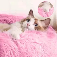 Merkloos Cama redonda para mascotas en color rosa, de 70 cm de diámetro, lavable y con base antideslizante, ideal para perros y gatos de tamaño pequeño y mediano
