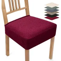 Merkloos Juego de 6 fundas para sillas de comedor lavables, con estampado jacquard en color burdeos, elásticas y desmontables