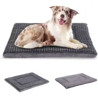 Merkloos Cojín para perros reversible, fabricado en espuma viscoelástica, lavable, de 91 x 58 x 4 cm, color gris claro