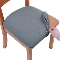 Merkloos Fundas elásticas para sillas de comedor en color gris, juego de 6, desmontables y lavables