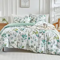 Merkloos Juego de funda de edredón de 240x220 cm con estampado de ramas y hojas, que incluye 2 fundas de almohada de 50x80 cm