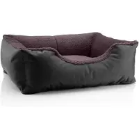 Merkloos Cojín cuadrado para perros, tamaño M, con funda extraíble y lavable, color negro/marrón