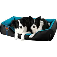 Merkloos Cama para perros de forma cuadrada, tamaño XXL, con funda extraíble y lavable, color negro y azul