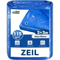 Merkloos Lona protectora de 3 x 3 metros, color azul, con una densidad de 115 g/m², impermeable y con ojales metálicos para su fijación