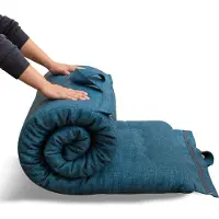 Merkloos Colchones futón plegables con núcleo de espuma, color azul, de 135 x 190 cm, con asa y cierre de cremallera