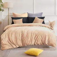 Merkloos Juego de funda de edredón de franela de 200 x 200 cm con 2 fundas de almohada de 80 x 80 cm, cálido y suave, color beige