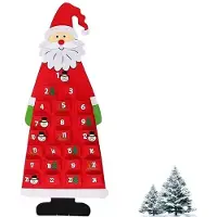 Merkloos Calendario de Adviento fieltro - 24 bolsitas numeradas - 45 x 115 cm - Motivo navideño - Rojo