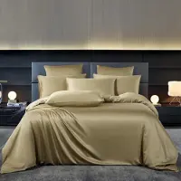 Merkloos Juego de funda de edredón de microfibra de bambú, 200 x 220 cm, color beige liso, con 2 fundas de almohada