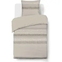 Merkloos Juego de funda de edredón color beige de 140 x 200 cm, con dos fundas de almohada de 65 x 65 cm, 100% algodón