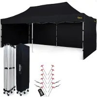 Merkloos Carpa plegable toldo para fiesta - 3 x 6 m - Negro - Para jardín y terraza