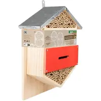 Merkloos Hotel para insectos - Hexagonal - Hotel para abejas - Madera y metal - Insectos beneficiosos