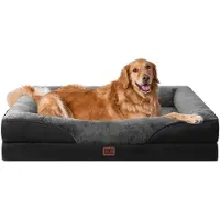 Merkloos Cama ortopédica para perro - Espuma viscoelástica - 106,5 x 76 x 18,5 cm - Gris/Negro