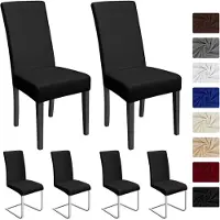 Merkloos Juego de 6 fundas elásticas para sillas, color negro, de uso universal y lavables, ideales para sillas de comedor