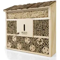 Merkloos Hotel para insectos - Madera de pino maciza - Sin tratar - 29,5 x 10 x 28 cm - Para jardín y balcón