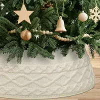 Merkloos Falda blanca de punto, ideal para colocar debajo del árbol de Navidad, con un diámetro de 71 cm y anchura ajustable