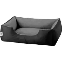 Merkloos Cojín para perros cuadrado, en color negro/gris, talla S, con funda extraíble y lavable, y relleno de espuma