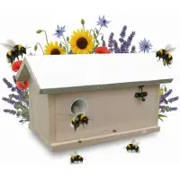 Merkloos Hotel de insectos Abeja Silvestre - Madera de abeto chino - Plegable - 28,5 x 15,5 x 17 cm - Marrón - Para jardín y balcón