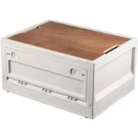 Merkloos Caja de almacenamiento - Plegable - 38 litros - Con tapa - Blanco crema - Para camping y casa