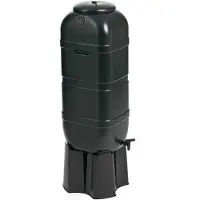 Merkloos Depósito de agua de lluvia - 100 L - Diseño slimline - Con soporte y accesorio para bajante - Juego de 3