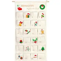 Merkloos Calendario de Adviento para colgar - Rellenable - 100 x 50 cm - Reutilizable - 24 bolsillos