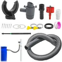 Merkloos Recogedor de agua de lluvia kit de instalación bajante 75-110 mm - Ajustable - Tubo de PVC reforzado - Gris - Para tejados pequeños y medianos