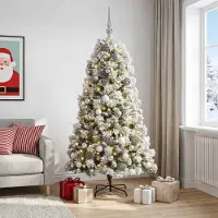 Syfax Árbol de Navidad artificial de ramas plegables con bolas 240 cm