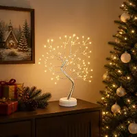 Syfax Mini árbol de Navidad starburst 2 uds. Plateado 12 x 50 cm