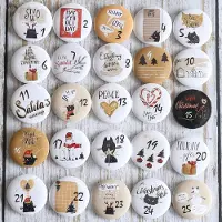 Merkloos Botones numerados calendario de adviento - Del 1 al 25 - Metal - Ø 32 mm