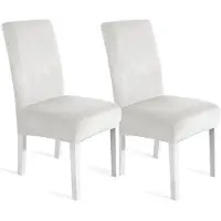 Merkloos Funda para silla comedor - Elástica de terciopelo - Blanca - Juego de 2 - Para comedor y hotel