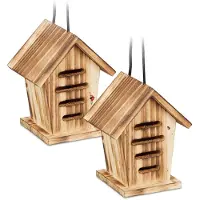 Merkloos Hotel para mariquitas - Set de 2 - Madera de pino sin tratar - Marrón - Para jardín