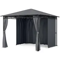 Merkloos Carpa para fiestas Cenador de jardín - 3 x 3 m - Metal - 4 paneles laterales - Resistente a la intemperie
