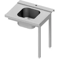 Stalgast Mesa de recepción ECO de dos patas, con un lavabo de 800x670x870 mm, con la parte de conexión a la pared en el lado derecho, con borde elevado, para montaje por el usuario