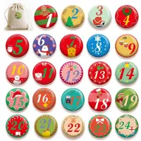 Merkloos Calendario de adviento botones - Navidad - 24 piezas - 4 cm - Plástico y metal - Para calendario de Navidad DIY