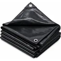 Relaxdays , lona de protección rectangular, tela de 4 x 5 metros, 200 g/m², para jardín, construcción, impermeable, resistente a los rayos UV, de polietileno (PE), color negro