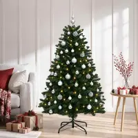 Syfax Árbol de Navidad artificial verde medio con bolas 120 cm