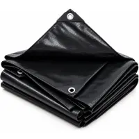 Relaxdays , lona de protección rectangular, tela de 3 x 4 metros, 140 g/m², para jardín, construcción, impermeable, resistente a los rayos UV, de polietileno (PE), color negro