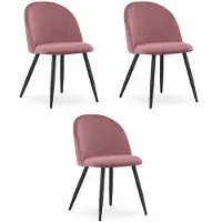 Leobert Sillón - - Modelo Bello - Tapizado en terciopelo rosa oscuro / Patas negras - Juego de 3 unidades
