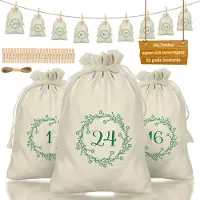Merkloos Calendario de Adviento para rellenar - 24 bolsas beige