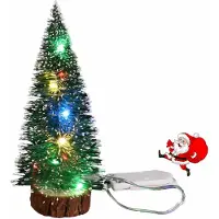 Merkloos Mini árbol de Navidad de plástico: decoración navideña verde de 10 cm para adornar la mesa