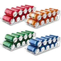 LTPRTZ Organizador para latas de nevera - Contenedores de almacenamiento - Organización de bebidas - Diseño apilable - Juego de 4 unidades - Transparente