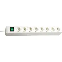 Brennenstuhl Regleta de enchufes Eco-Line, con interruptor, 8 enchufes, color blanco, cable de 3 metros, tipo H05VV-F, 3G1,5, referencia 1159320018
