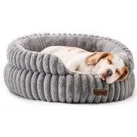 Merkloos Cama redonda para perros - Tipo rosquilla - Felpa - Antideslizante - Para perros medianos