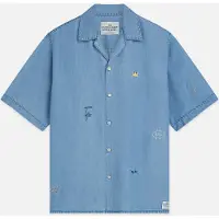 Scotch & Soda Basquiat Indigo Tencel Relaxedfit Shortsleeved Shirt Navy Talla: M | Camisas Casuales Outlet | Hombre | Azul