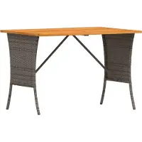 Syfax Mesa de jardín superficie de madera ratán PE gris 105x75x72 cm