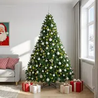 Syfax Árbol de Navidad artificial verde medio con bolas 210 cm
