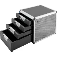 StarTech.com Organizador de escritorio - Módulo con 4 cajones - Aluminio y MDF - Dimensiones 31,5 x 35 x 29,8 cm - Alturas de los cajones: 5/5/5/10 cm - Requiere montaje - Color: plateado