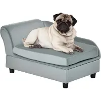 StarTech.com Sofá para perros con alfombra - Cama para perros - Espacio de almacenamiento - Fabricado en felpa - Madera natural - Gris claro - 76 x 45 x 43 cm