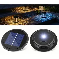 OEM Cubierta de repuesto para lámparas solares, 9 cm de diámetro, 2 unidades, luz cálida + RGB, IP44