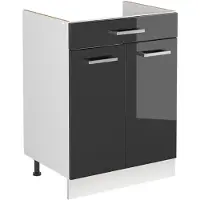Vicco Armario bajo para fregadero R-Line Antracita alto brillo/Blanco 60 cm sin encimera, Model 72983
