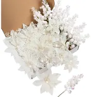 Merkloos Flor de Pascua flores de Navidad - Set de 22 piezas - Blanco - 8 flores de 15 cm y 8 de 9 cm - Para árbol y decoración de Navidad